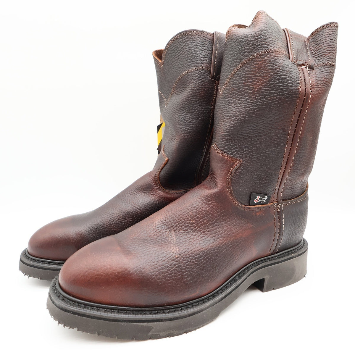 Justin 4765 Work Boots Mens 7.5 EEE Briar Pitstop Leather Pull On NWT USA Made