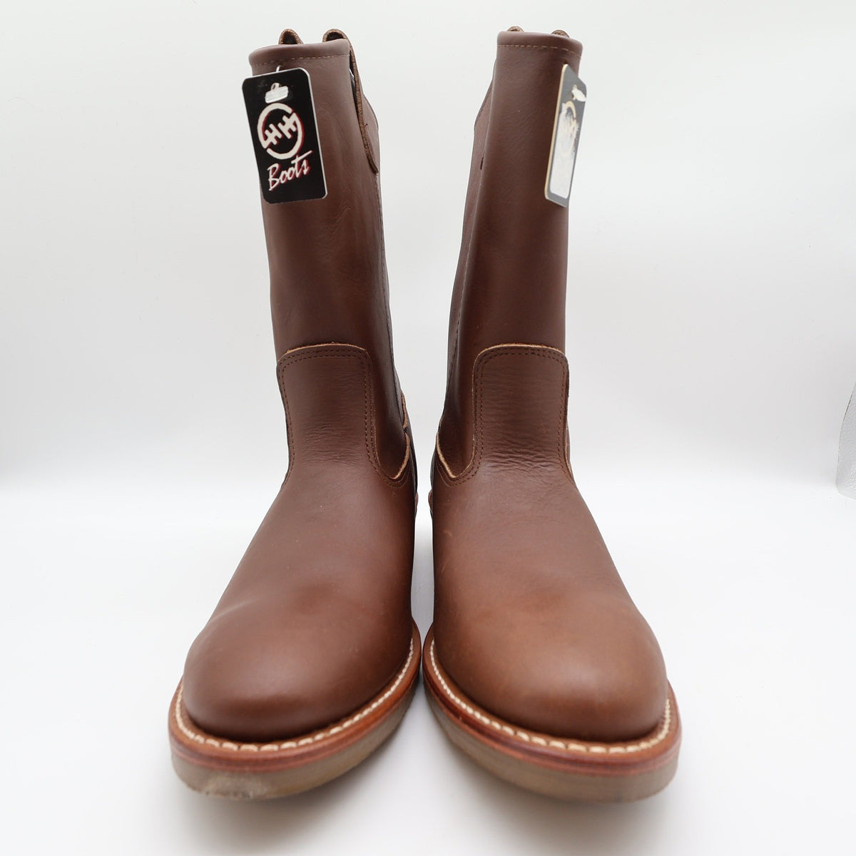 Double-H Ranch Wellington Mens 9.5 D Brown Leather Work Boots 2555 NWT USA