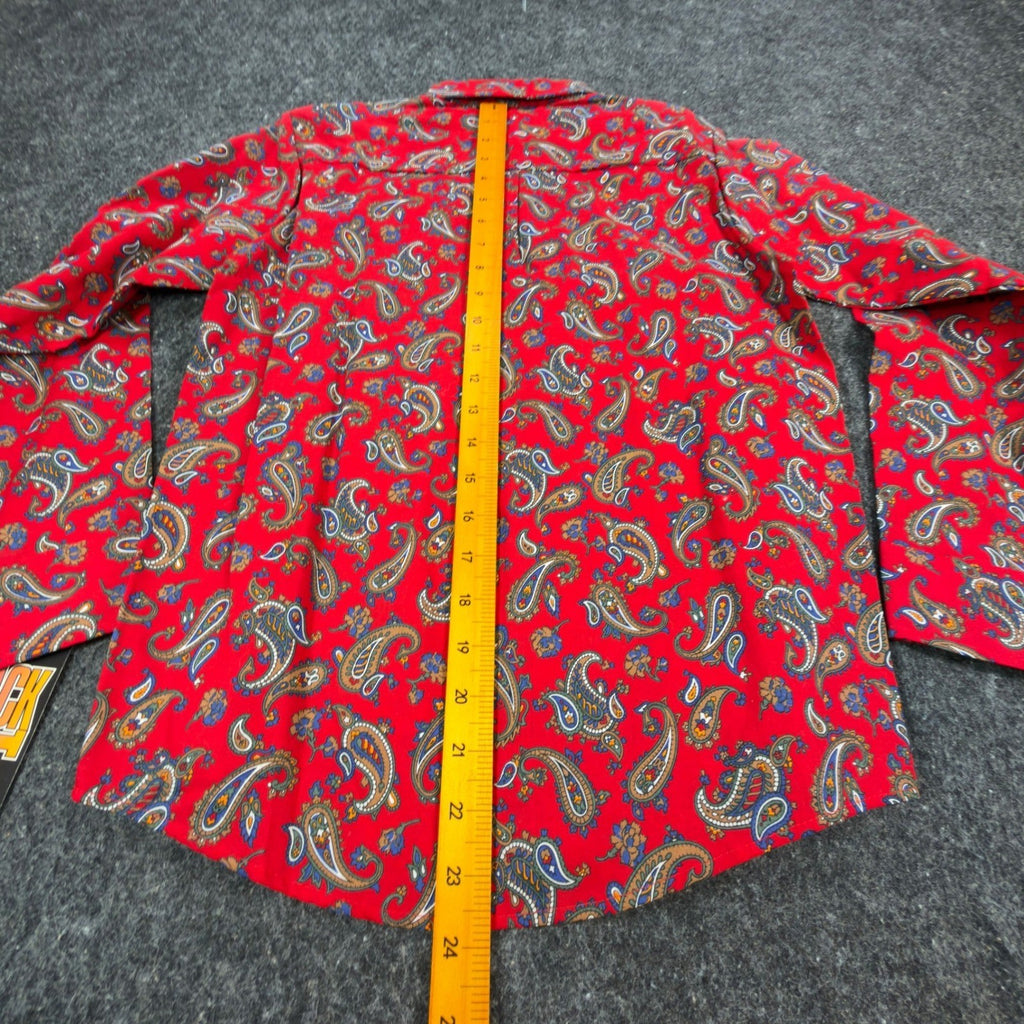 Jack Tar Paisley Shirt Boys Size 14 Vintage 80s Red Cotton Long Sleeve USA NWT
