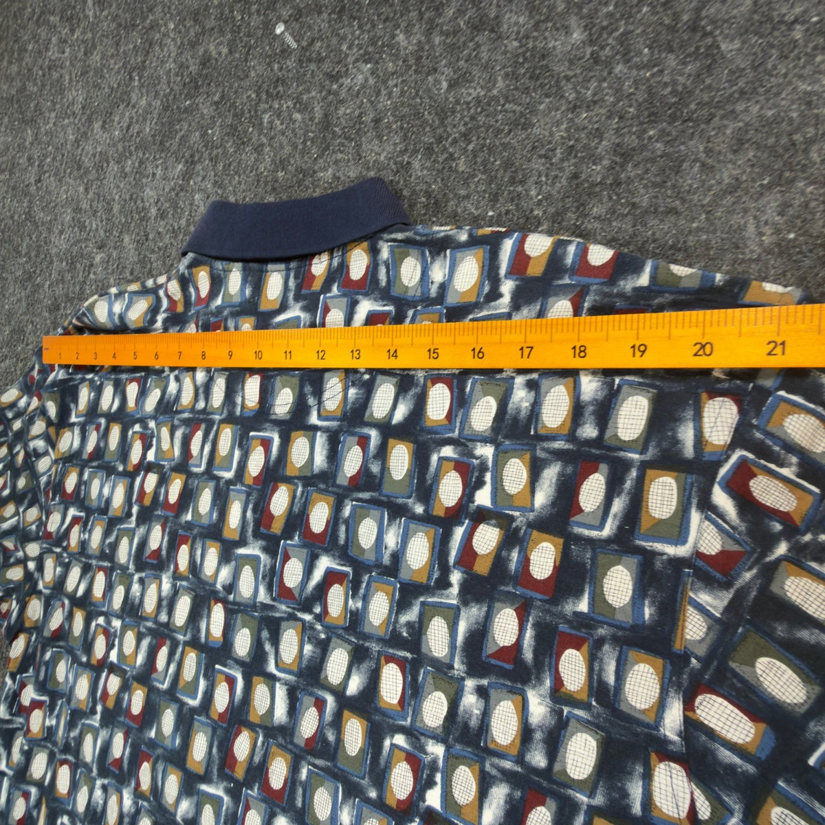 WinnerMate Polo Shirt Mens Medium Vintage 90s Blue Cotton Geometric Abstract NWT