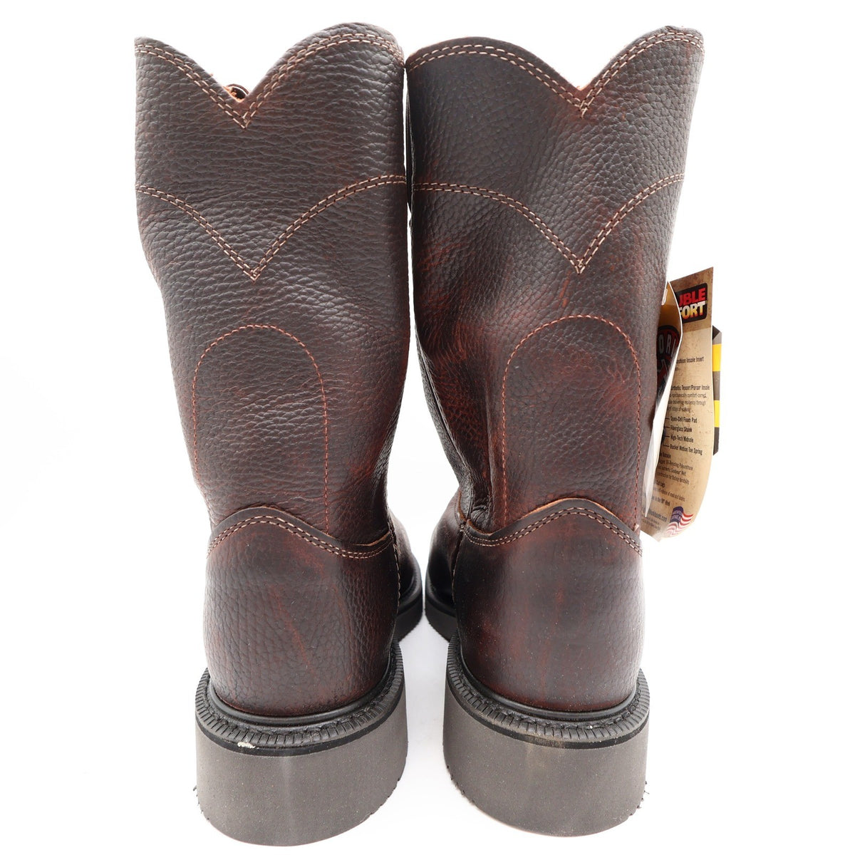Justin 4765 Work Boots Mens 7.5 EEE Briar Pitstop Leather Pull On NWT USA Made