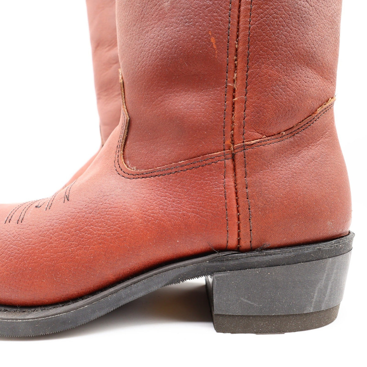 Double-H Vintage 70s Western Boots Mens 8D Brown Steel Toe Leather 1510 NIB