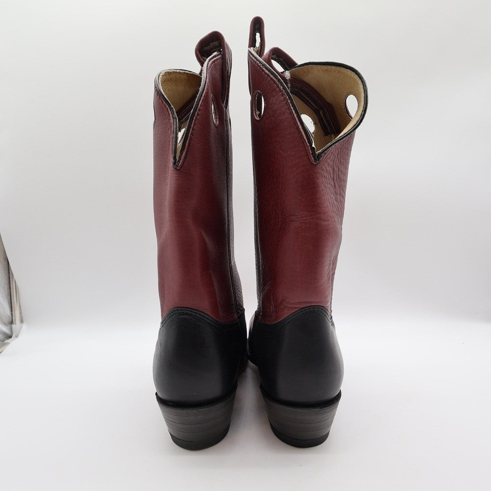 Vintage Double-H Boots Mens 10.5 D Burgundy Black Leather Cowboy Boots 1102 NWB