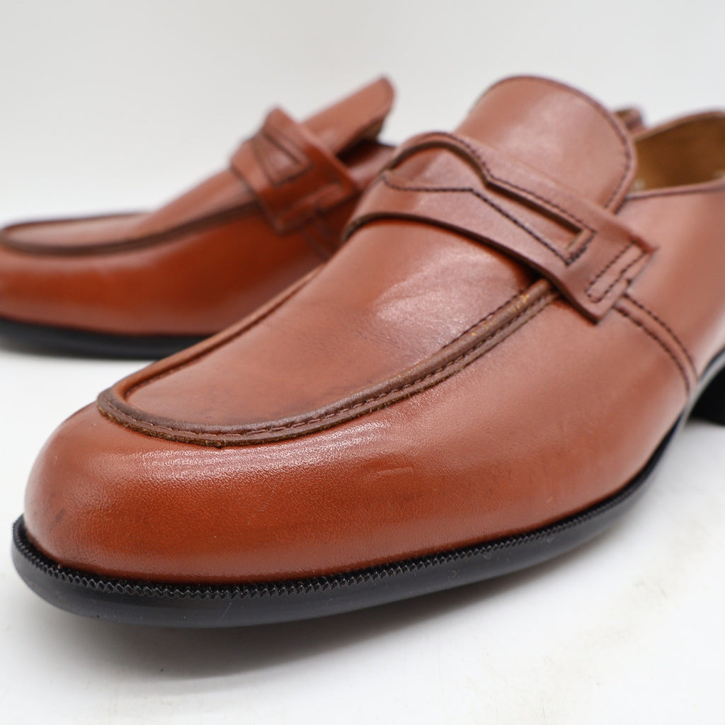 Barclay Penny Loafers Mens 8.5 D Vintage Cognac Leather Dress Shoes 96140