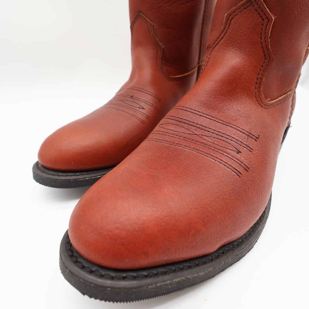 Double-H Vintage 70s Western Boots Mens 8D Brown Steel Toe Leather 1510 NIB