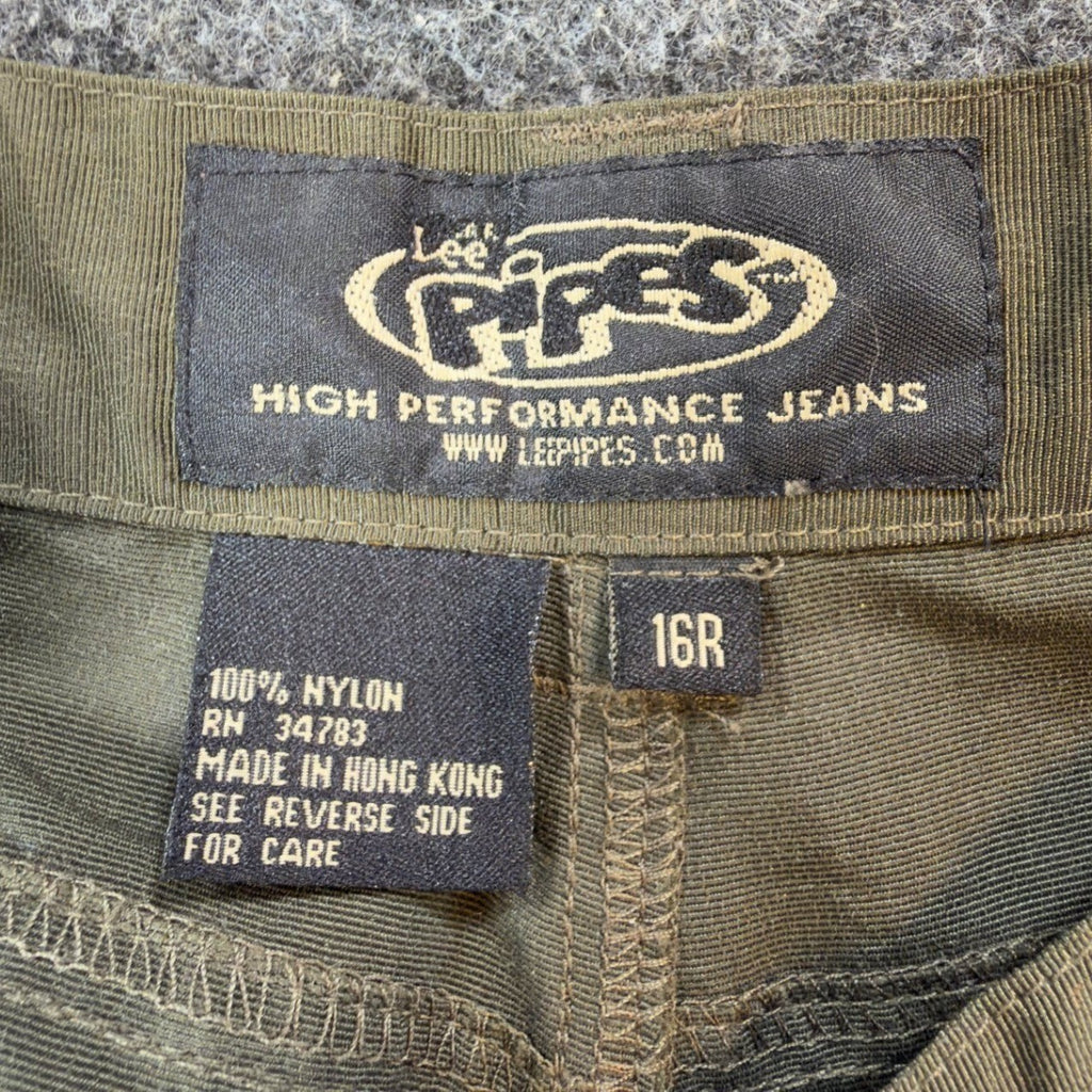 Lee Pipes Convertible Cargo Pants Boys 16R Vintage 90s Olive Nylon Wide Leg NWT