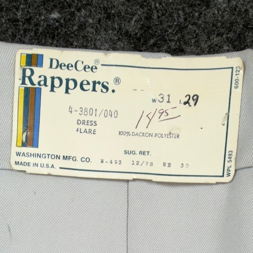 DeeCee Rappers Dress Flare Pants Mens 31x29 Vintage 70s Gray Dacron NWT