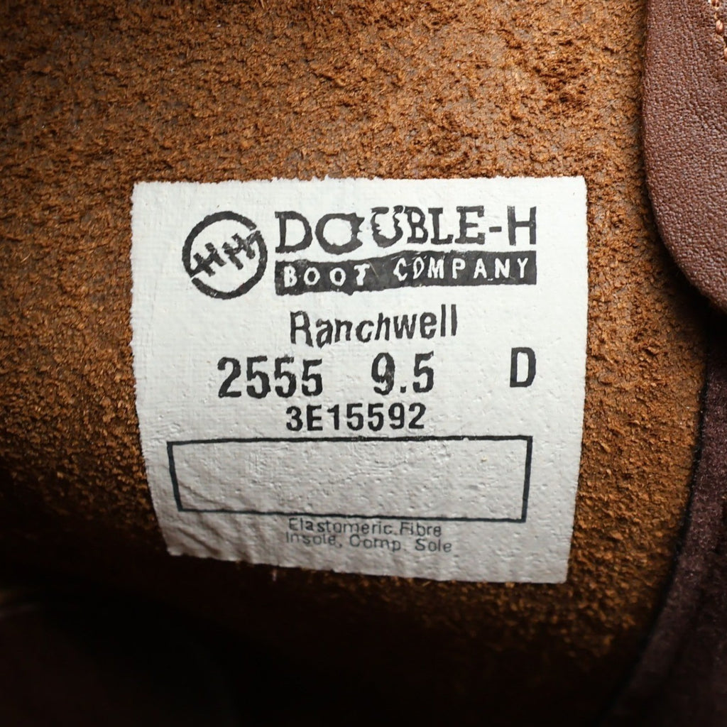Double-H Ranch Wellington Mens 9.5 D Brown Leather Work Boots 2555 NWT USA