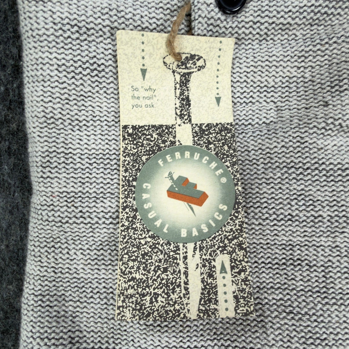 Ferruche Vintage 90s Henley Shirt Mens XL Gray Cotton Deadstock NWT