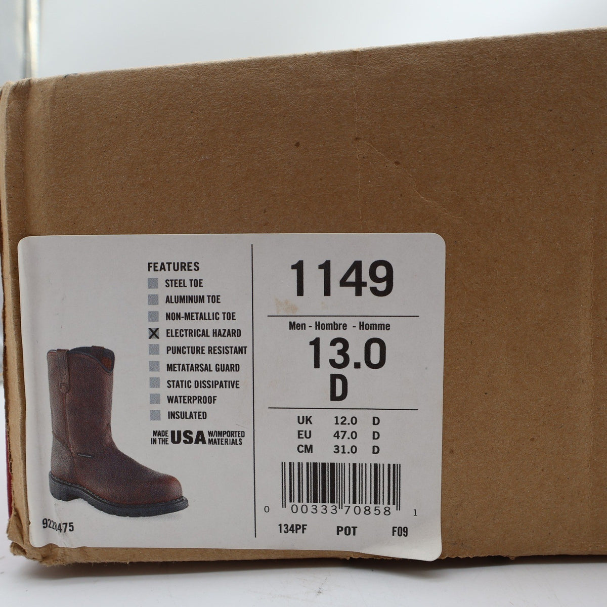 Red Wing 1149 Pecos DynaForce Work Boots Mens 13 D Brown Leather NIB