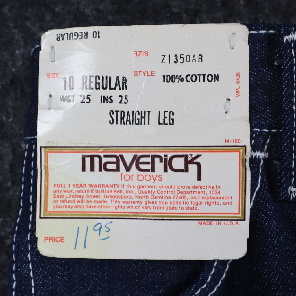 Maverick Jeans Boys 10 Regular Vintage Deadstock Blue Cotton Straight Leg USA