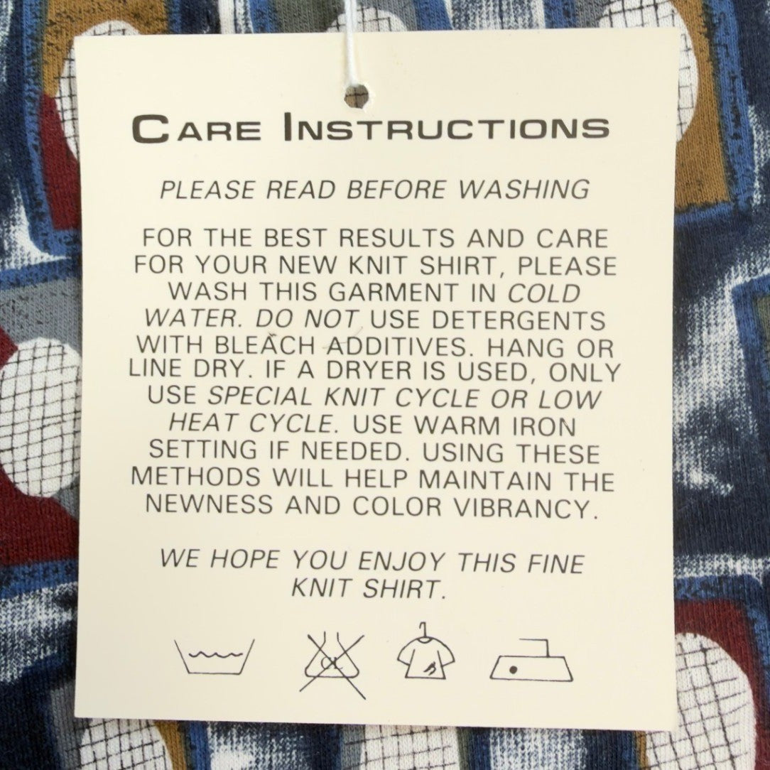 WinnerMate Polo Shirt Mens Medium Vintage 90s Blue Cotton Geometric Abstract NWT