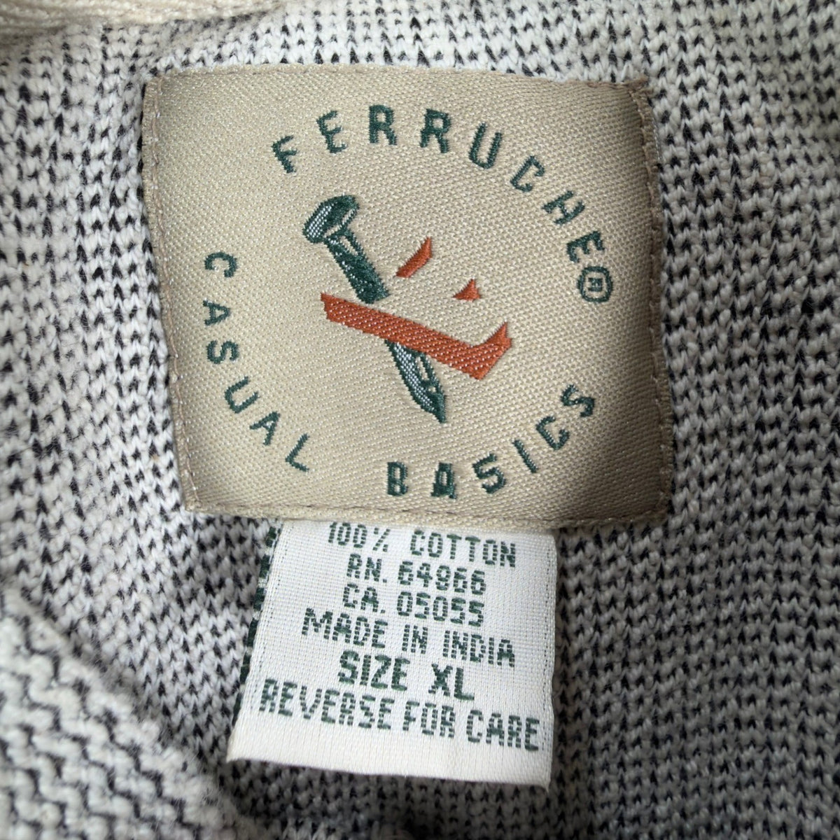 Ferruche Vintage 90s Henley Shirt Mens XL Gray Cotton Deadstock NWT