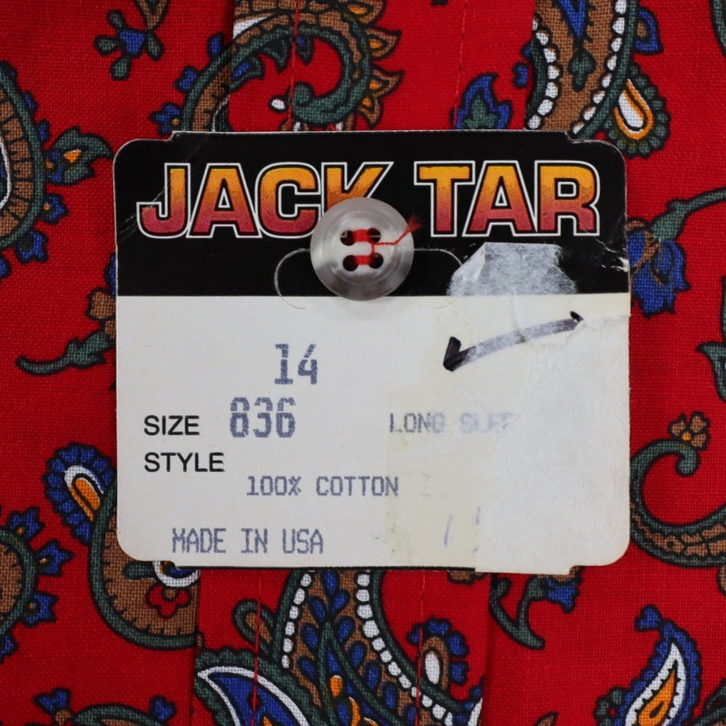 Jack Tar Paisley Shirt Boys Size 14 Vintage 80s Red Cotton Long Sleeve USA NWT