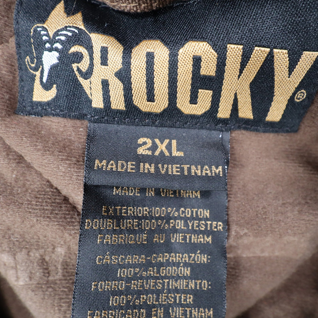 Rocky Tuff Insulated Hooded Jacket Mens 2XL Brown Waterproof Canvas Workwear New