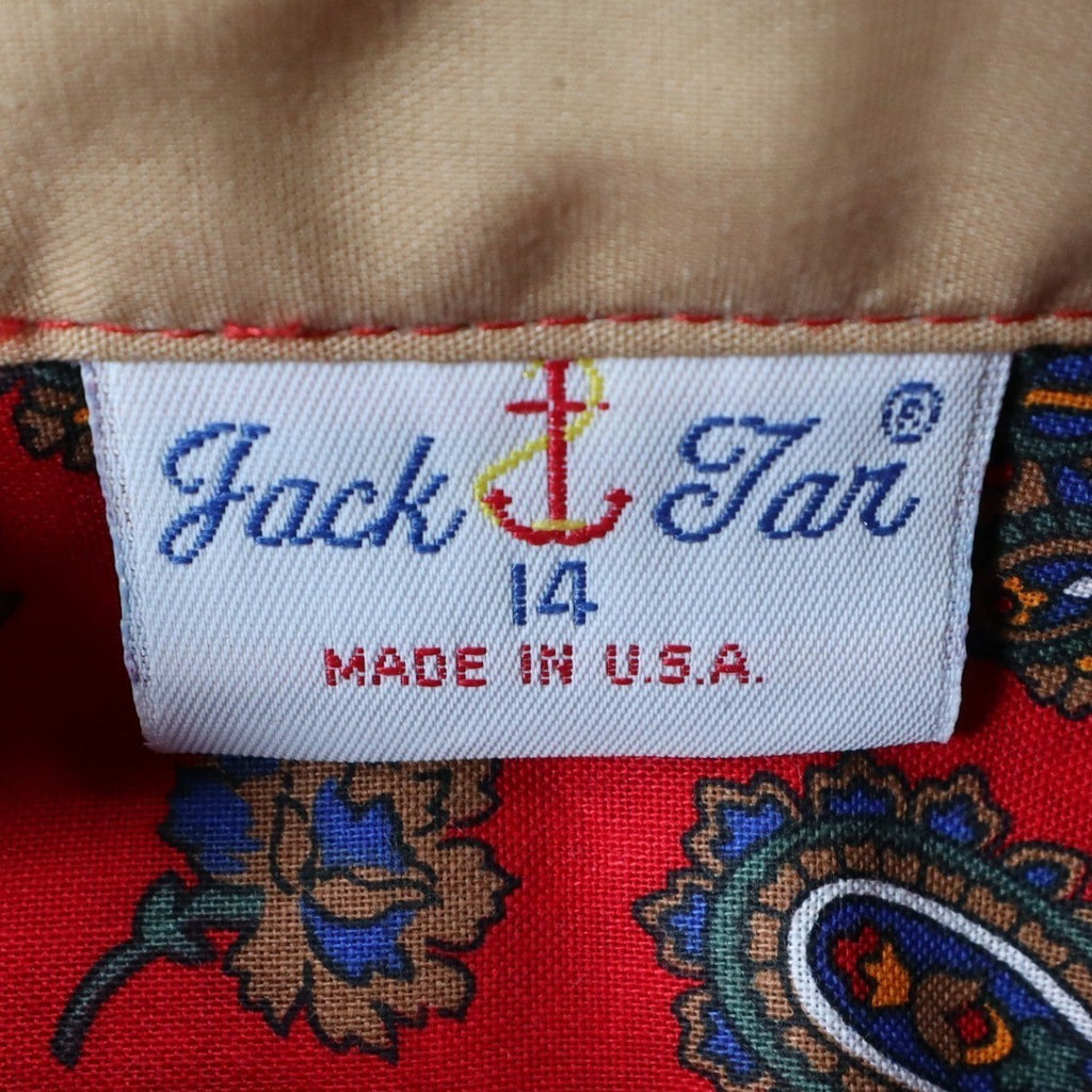 Jack Tar Paisley Shirt Boys Size 14 Vintage 80s Red Cotton Long Sleeve USA NWT