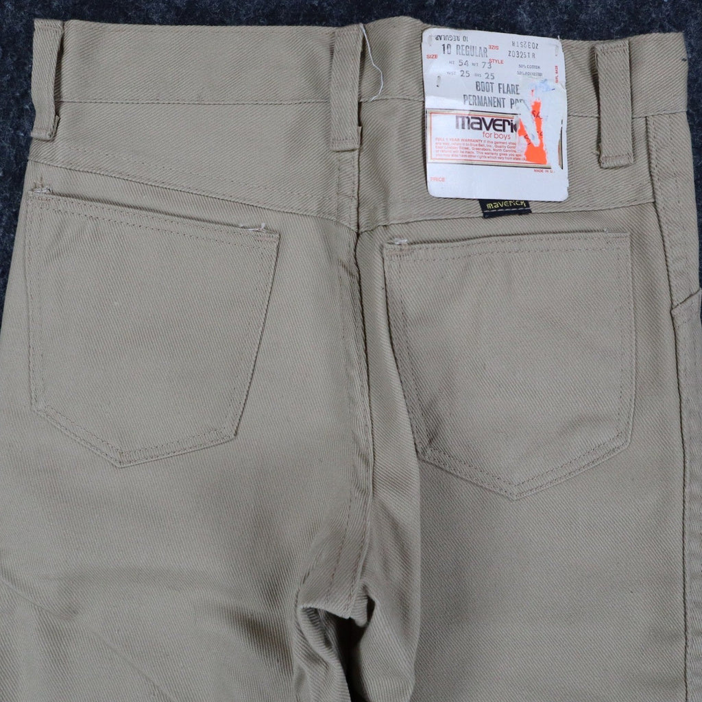 Maverick Boot Flare Pants Boys 10 Regular Vintage 70s Tan Khaki USA Deadstock