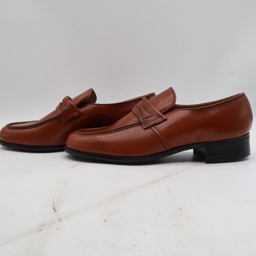 Barclay Penny Loafers Mens 8.5 D Vintage Cognac Leather Dress Shoes 96140