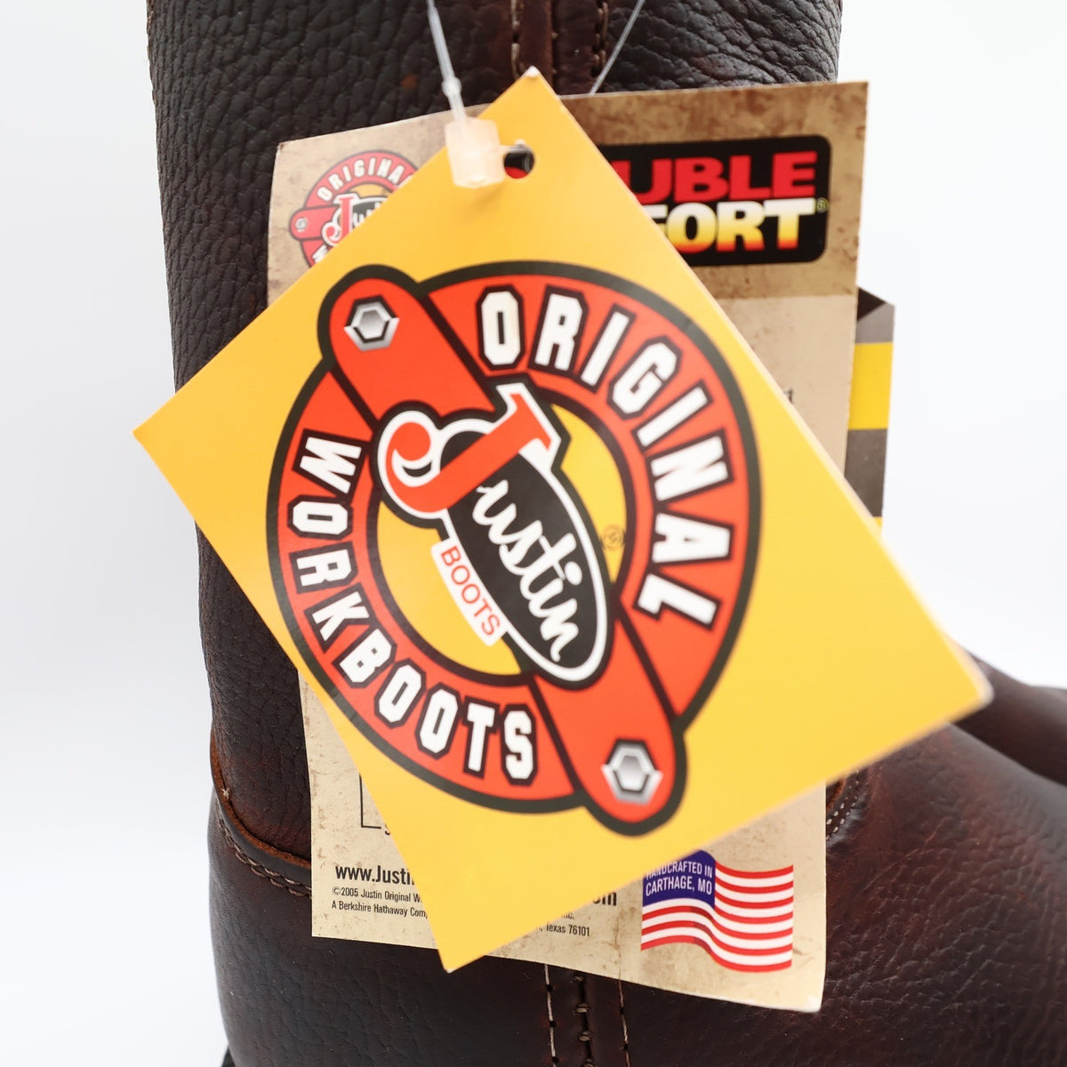 Justin 4765 Work Boots Mens 7.5 EEE Briar Pitstop Leather Pull On NWT USA Made