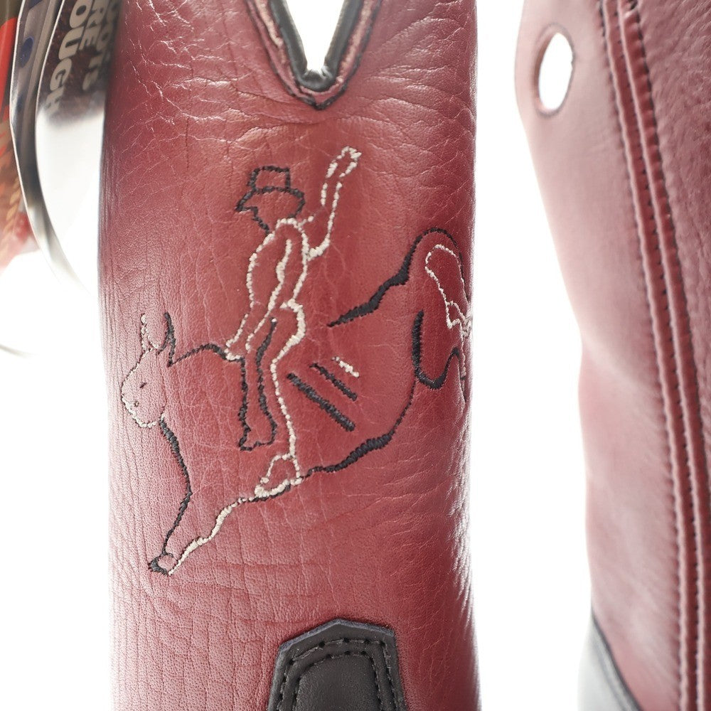 Vintage Double-H Boots Mens 10.5 D Burgundy Black Leather Cowboy Boots 1102 NWB