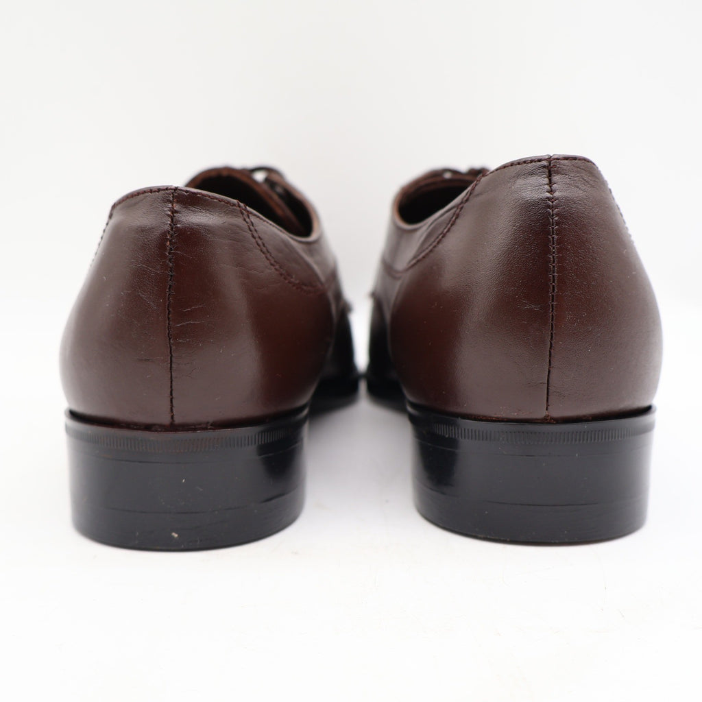 Barclay Vintage Men's Brown Leather Apron Toe Lace-Up Shoes Deadstock Size 9D