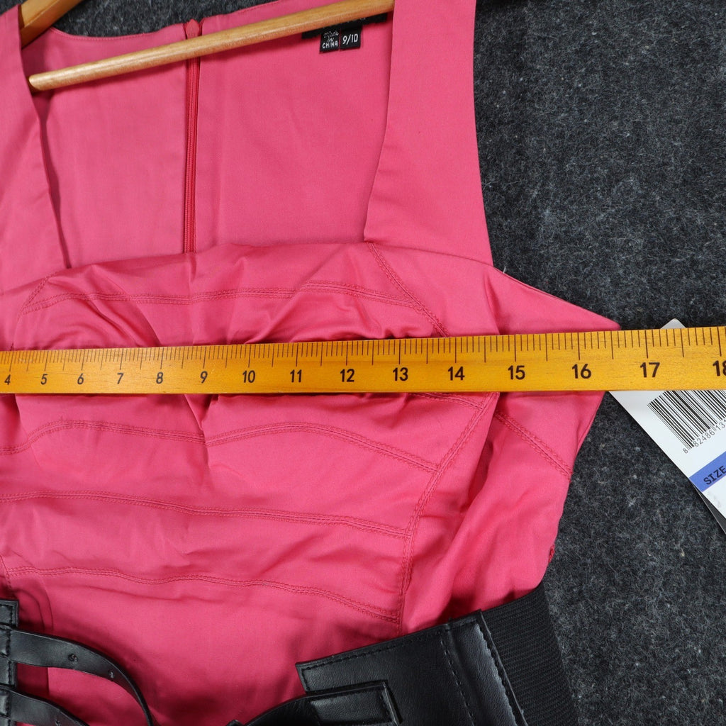 XOXO Sheath Dress Womens 9/10 Pink Cotton Stretch Belted Block Party 5897CBN5 - take2supply
