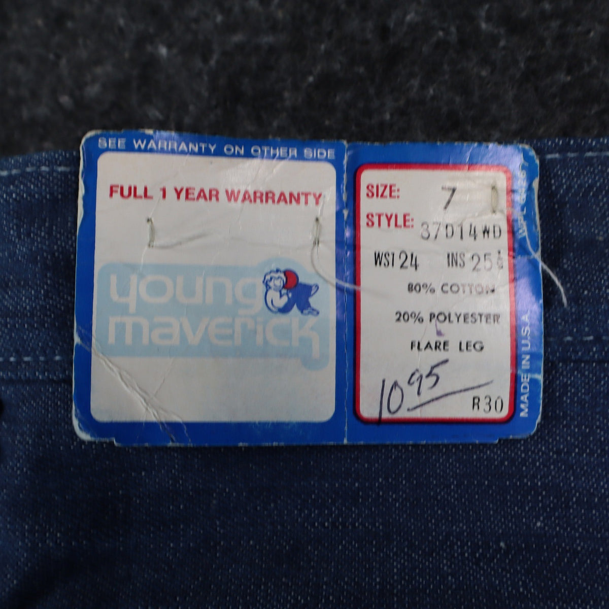Vintage Young Maverick Boys Jeans Size 7 Blue Flare Leg USA NWT - take2supply