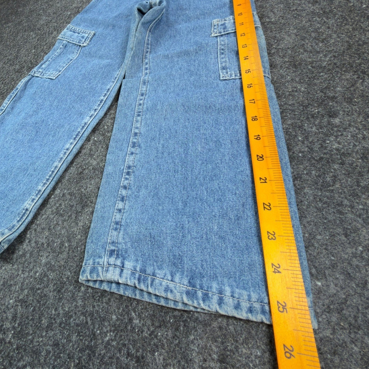Lee Pipes Vintage 90s Cargo Jeans Boys 5 Reg Wide Leg NOS NWT Light Wash - take2supply