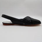 Nicole Bridget Sandals Women 9 Black Leather Slingback Flat Peep Toe Vintage y2k - take2supply