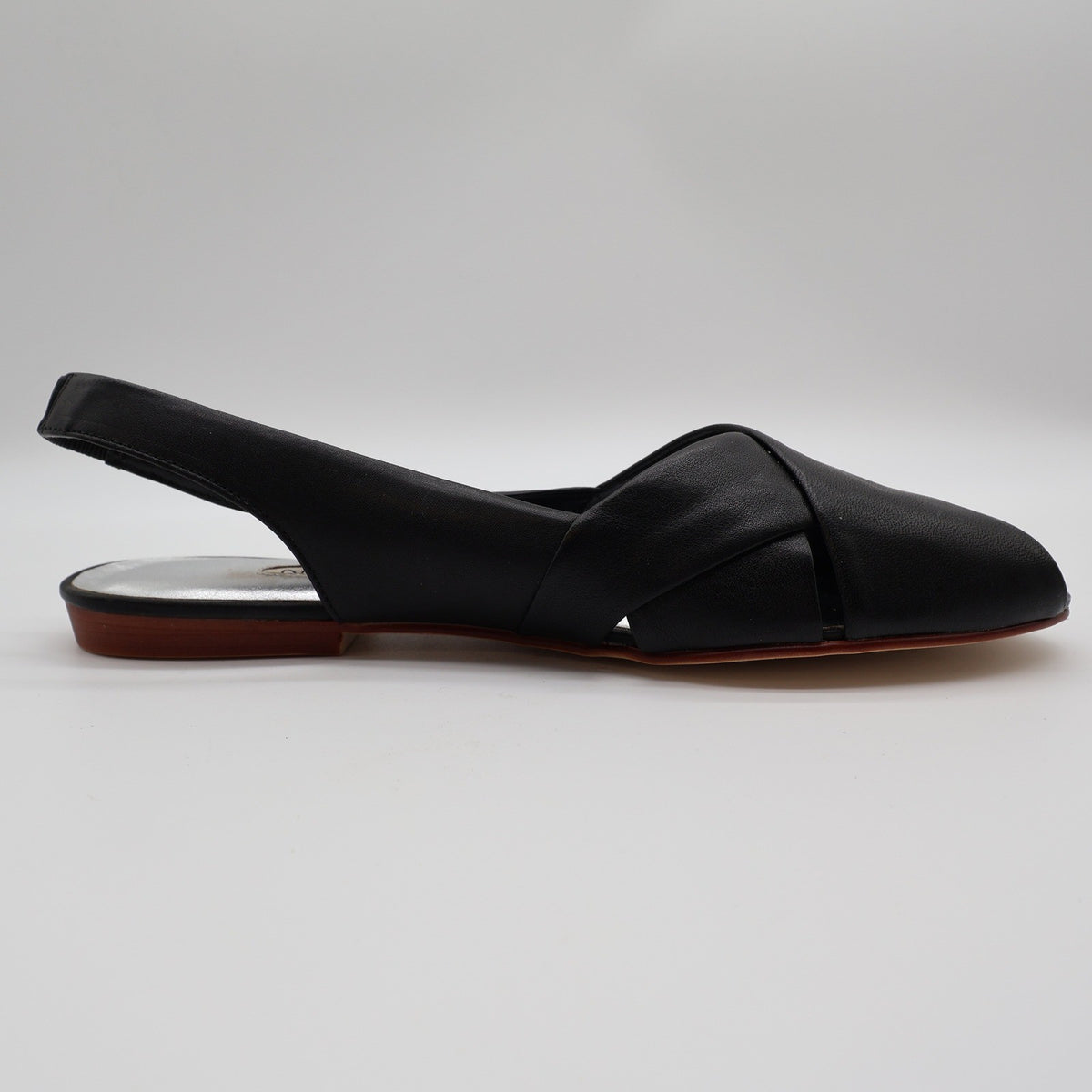 Nicole Bridget Sandals Women 9 Black Leather Slingback Flat Peep Toe Vintage y2k - take2supply