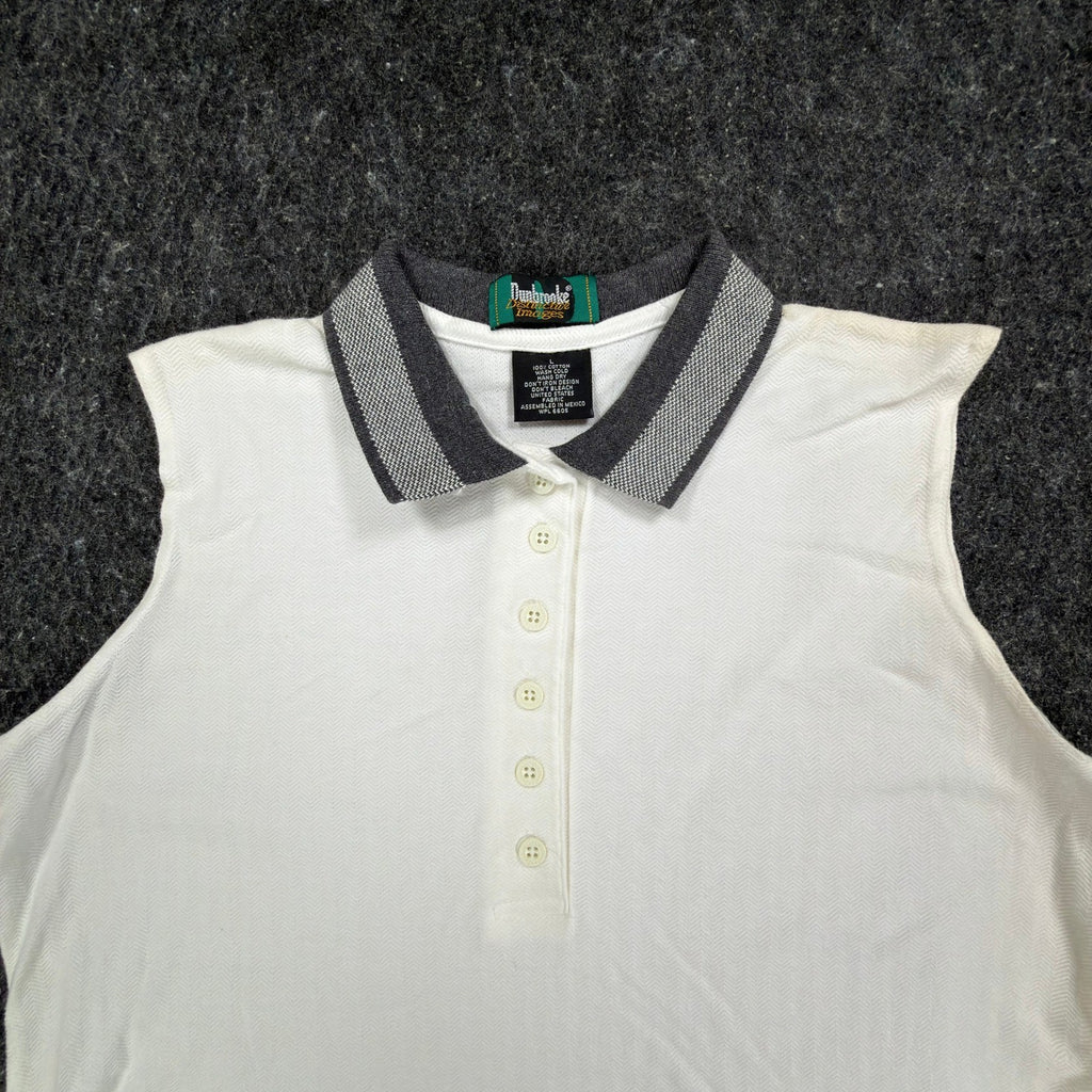 Dunbrooke Vintage Sleeveless Polo Shirt Women Large White Cotton New - take2supply