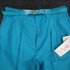 Haggar Classics Pants Womens 20 Turquoise Pleated Belted USA NWT Deadstock - take2supply