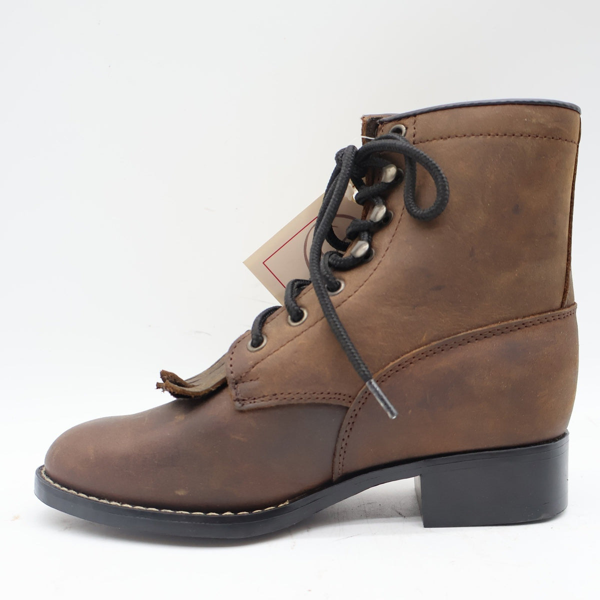 Durango Lil Legends Kids 13.5 Tan Leather Lace Roper Boots Vintage Deadstock NWT - take2supply