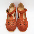 Stride Pacers T-Strap Mary Jane Shoes 9.5M Vintage 70s Rust Suede Deadstock - take2supply