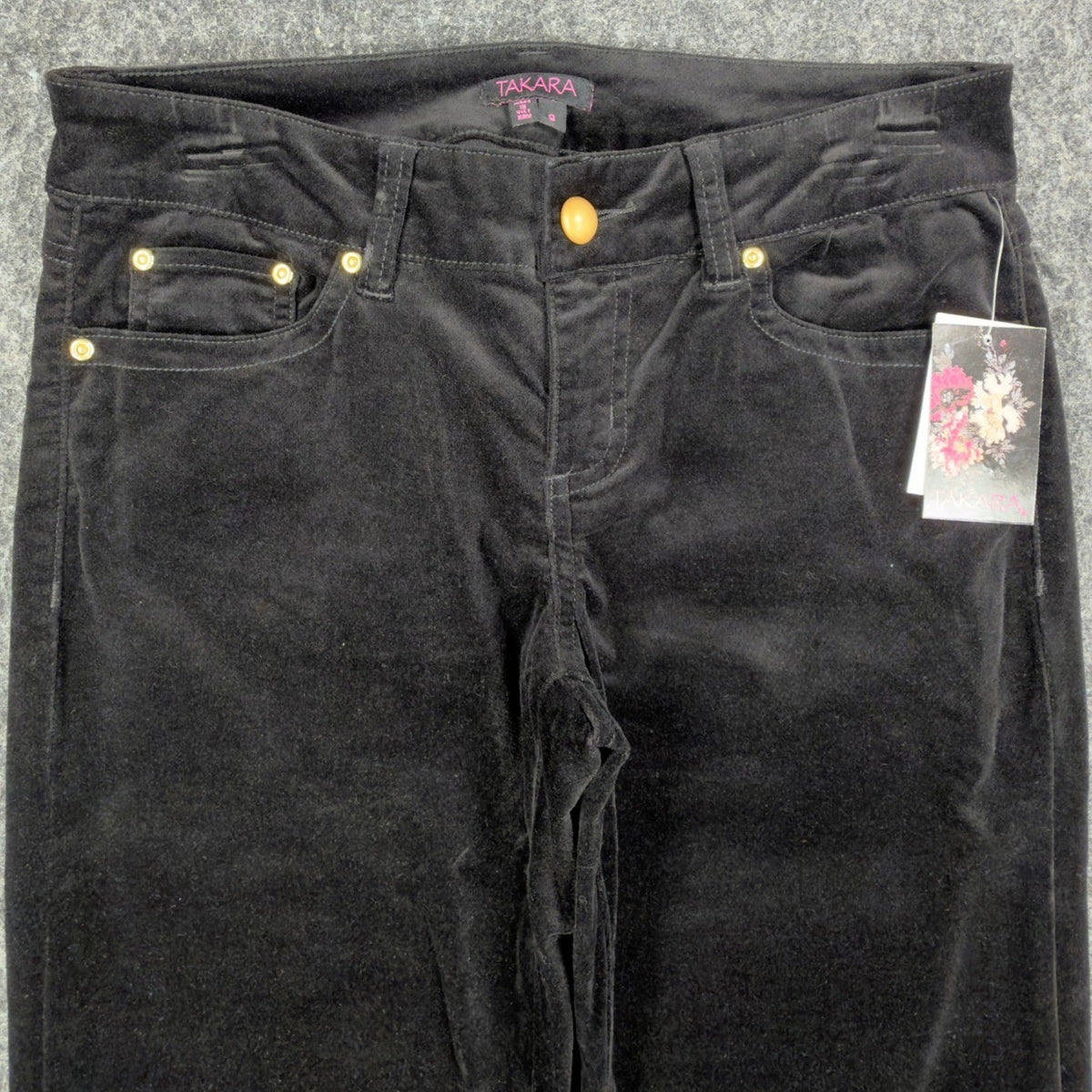 TAKARA Y2K Flare Pants Womens 9 Black Cotton Blend NWT C711 - take2supply