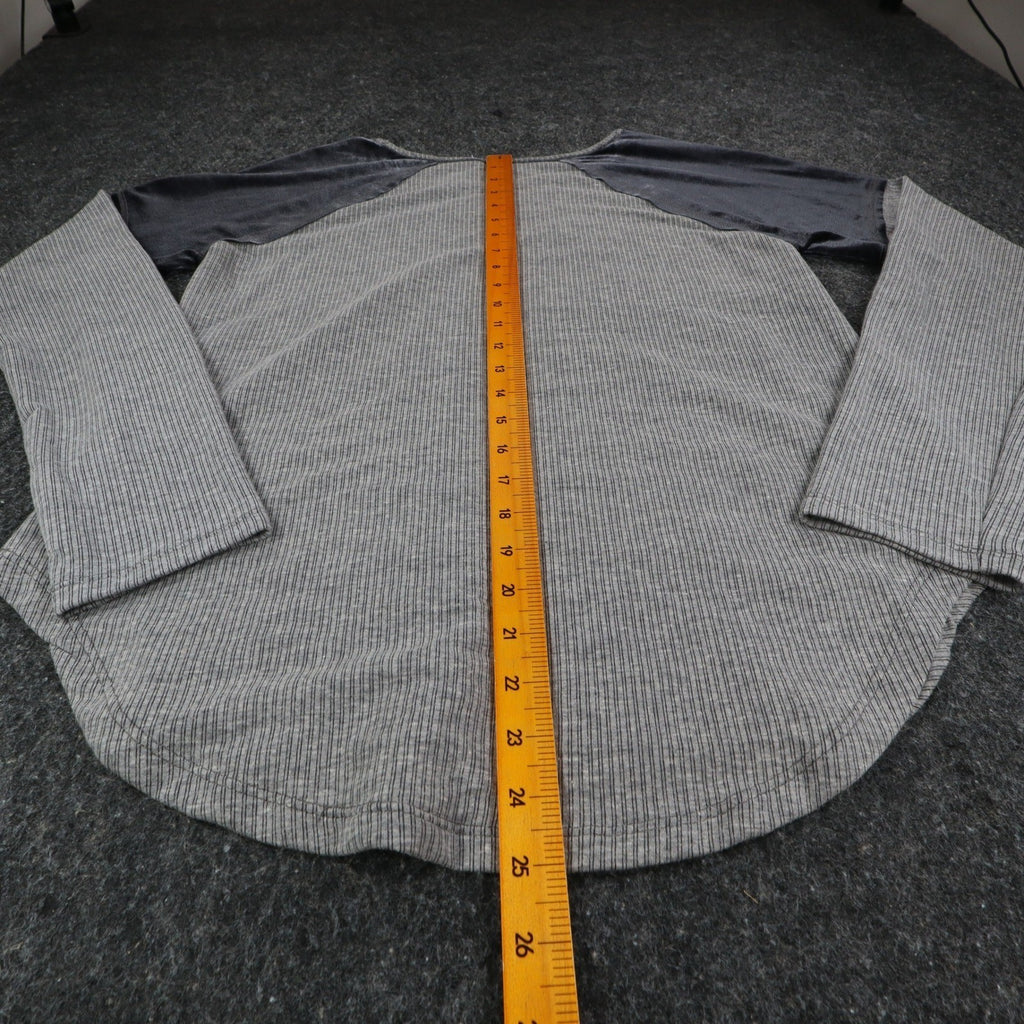 Hem & Thread Top Womens Small Gray Ribbed Knit Velvet Raglan Sleeve Shirt NEW - take2supply