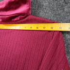 Jessica Roberts Turtleneck Top Womens Size S Vintage 90s Burgundy Cable Velvet - take2supply