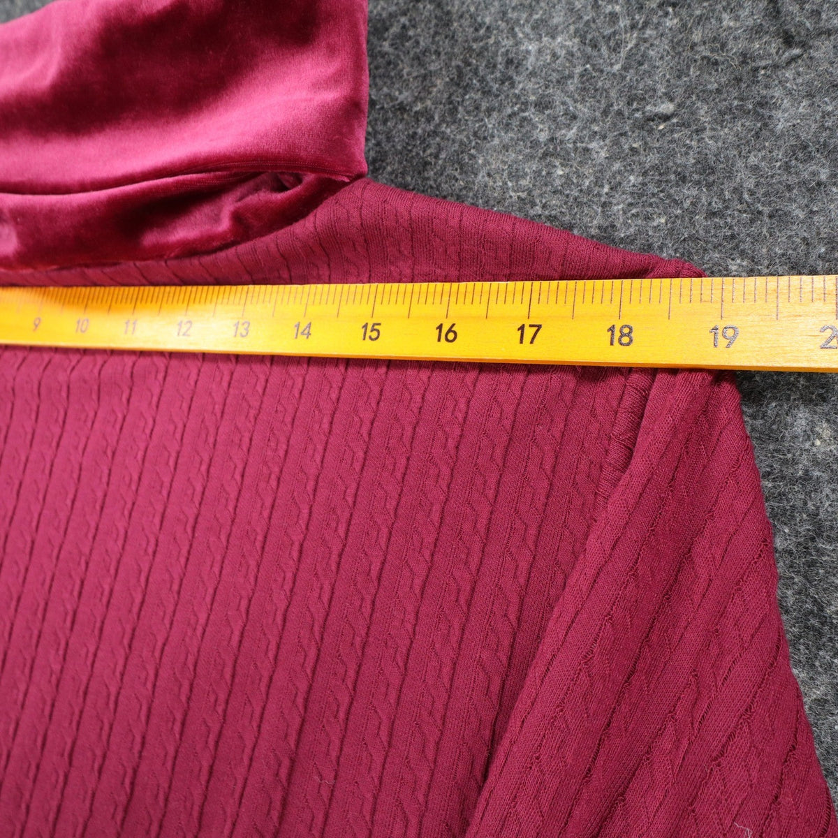 Jessica Roberts Turtleneck Top Womens Size S Vintage 90s Burgundy Cable Velvet - take2supply