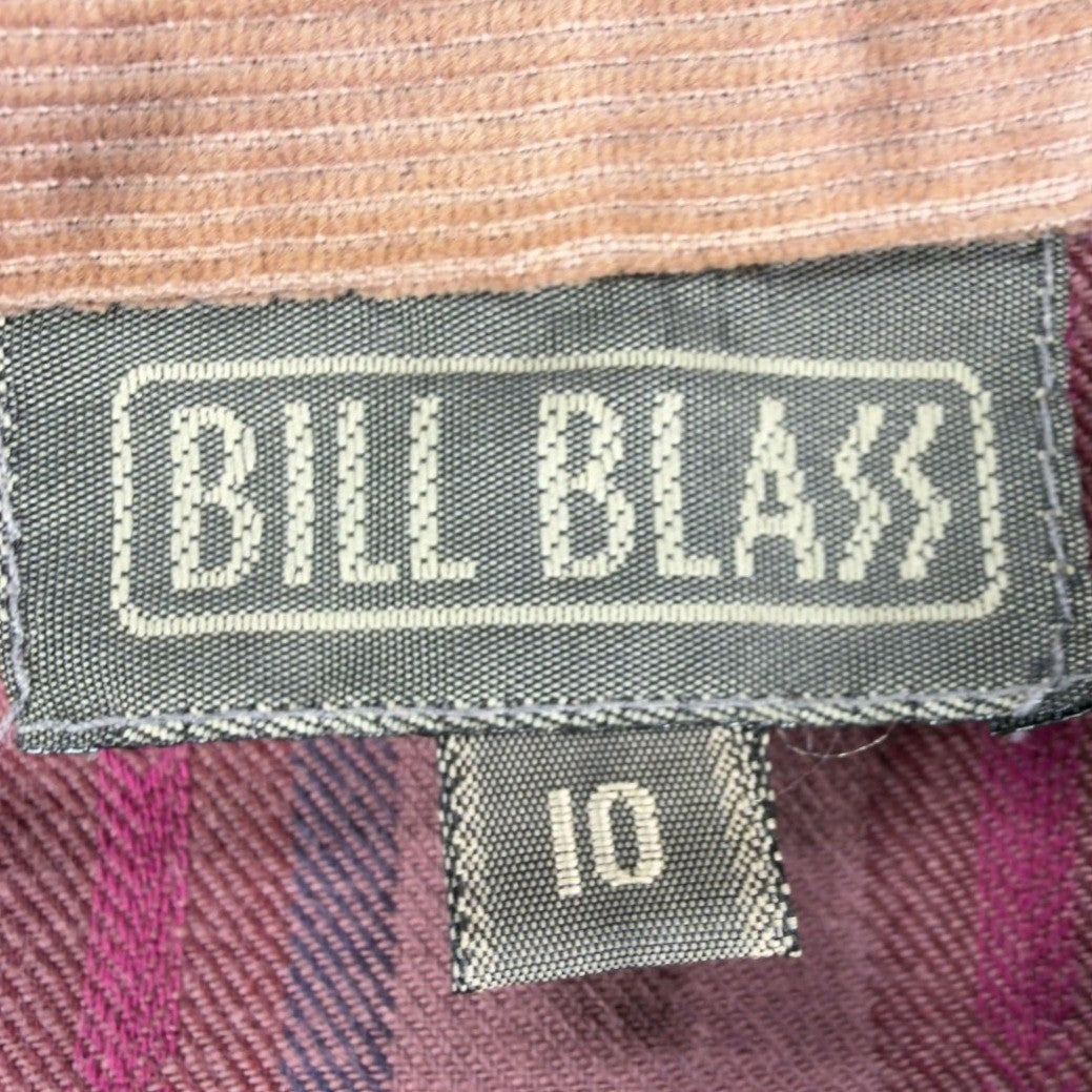 Bill Blass Vintage 80s Striped Button Down Shirt Womens 10 Fuchsia Cotton NWT - take2supply