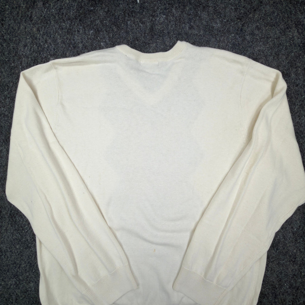 Van Heusen Argyle V-Neck Sweater Mens XL Cream Brown Grey Cotton NWT - take2supply