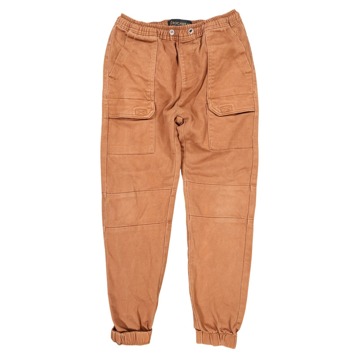 Rocawear Cargo Jogger Pants Boys L 14/16 Brown Cotton Stretch Utility Streetwear - take2supply