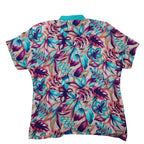 Xtrovert Blouse Womens 8 Vintage 90s Teal Floral Faux Vest Rayon Short Sleeve - take2supply