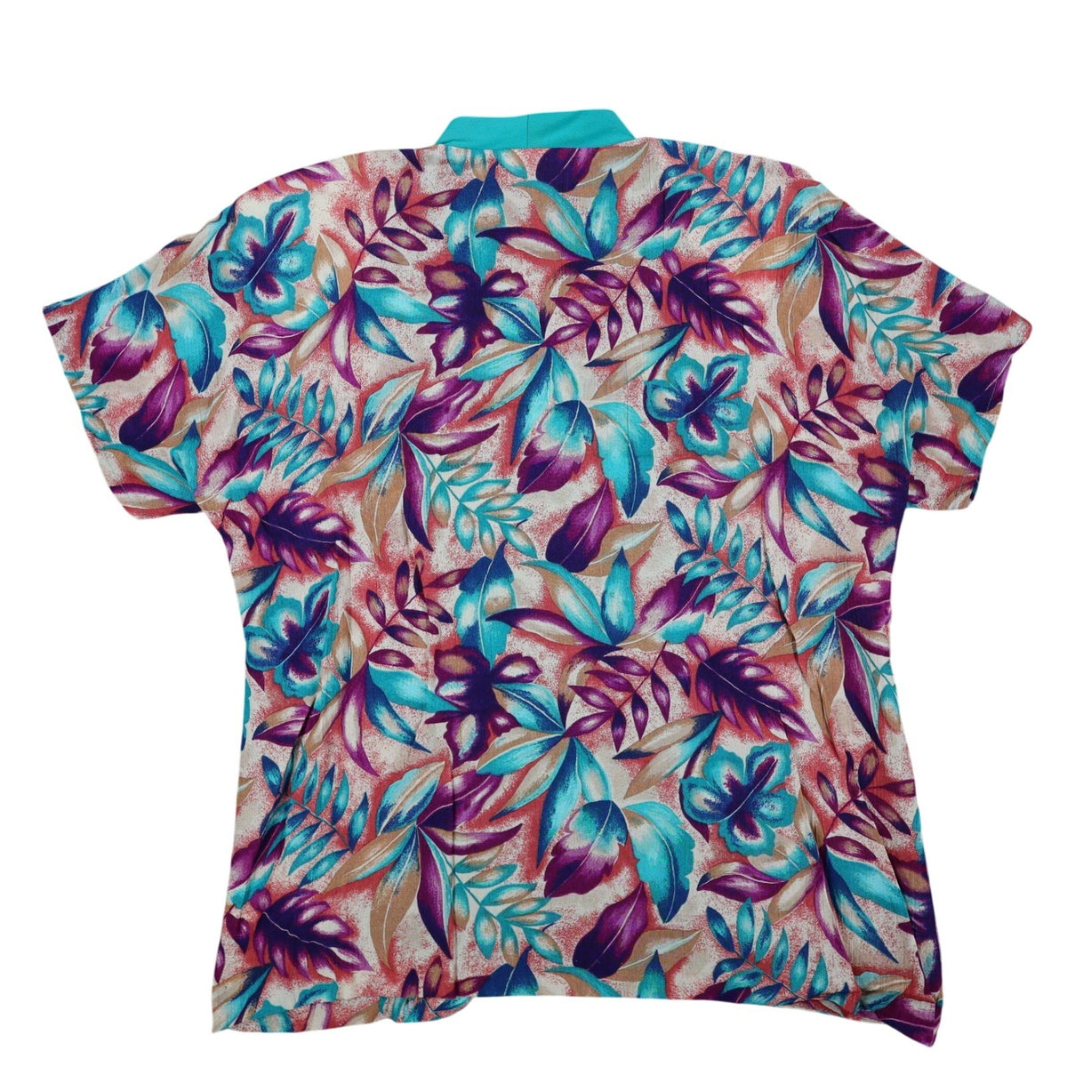 Xtrovert Blouse Womens 8 Vintage 90s Teal Floral Faux Vest Rayon Short Sleeve - take2supply