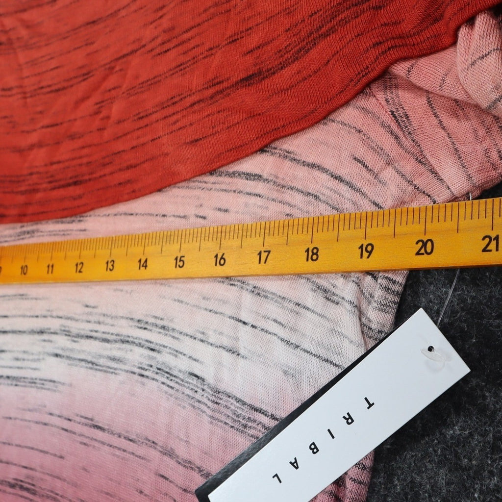 Tribal Top Womens Large Tawny Red Ombre Space Dye Asymmetrical Cowl Neck NWT - take2supply