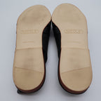 Nicole Bridget Sandals Women 9 Black Leather Slingback Flat Peep Toe Vintage y2k - take2supply