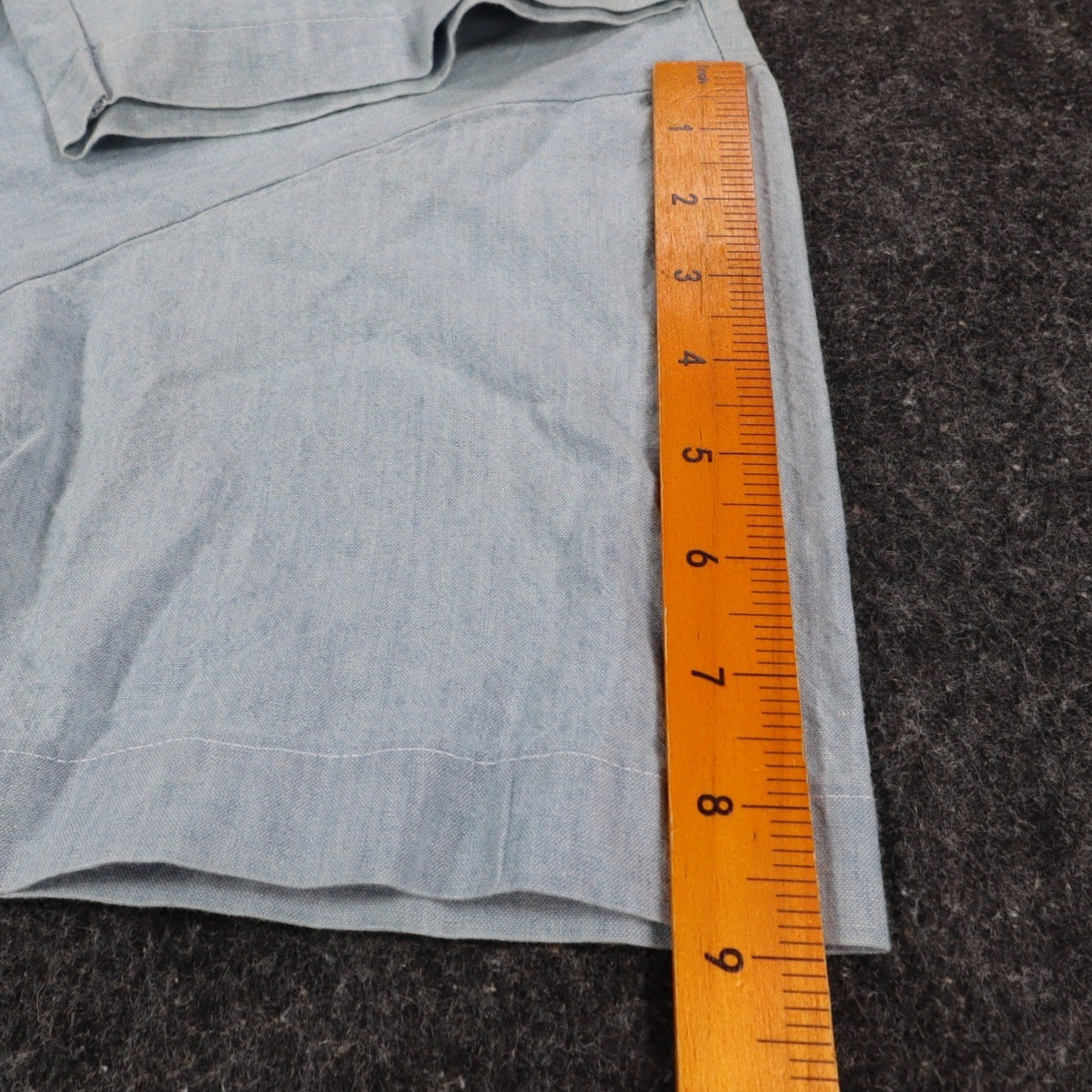 New Expressions Shirt Womens Medium Vintage Blue Cotton Ruffle Short Sleeve USA - take2supply