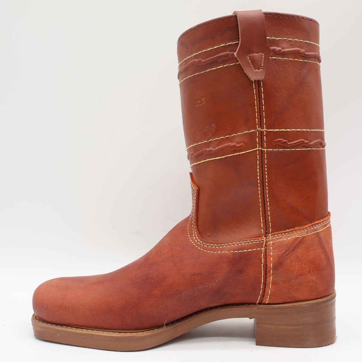 Acme Vintage Cowboy Boots Mens 5.5 D Tan Leather Western Square Toe 2418 USA - take2supply