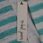 Tribal Jeans Womens M Aqua White Striped Lightweight Hooded Pullover Top NWT - take2supply