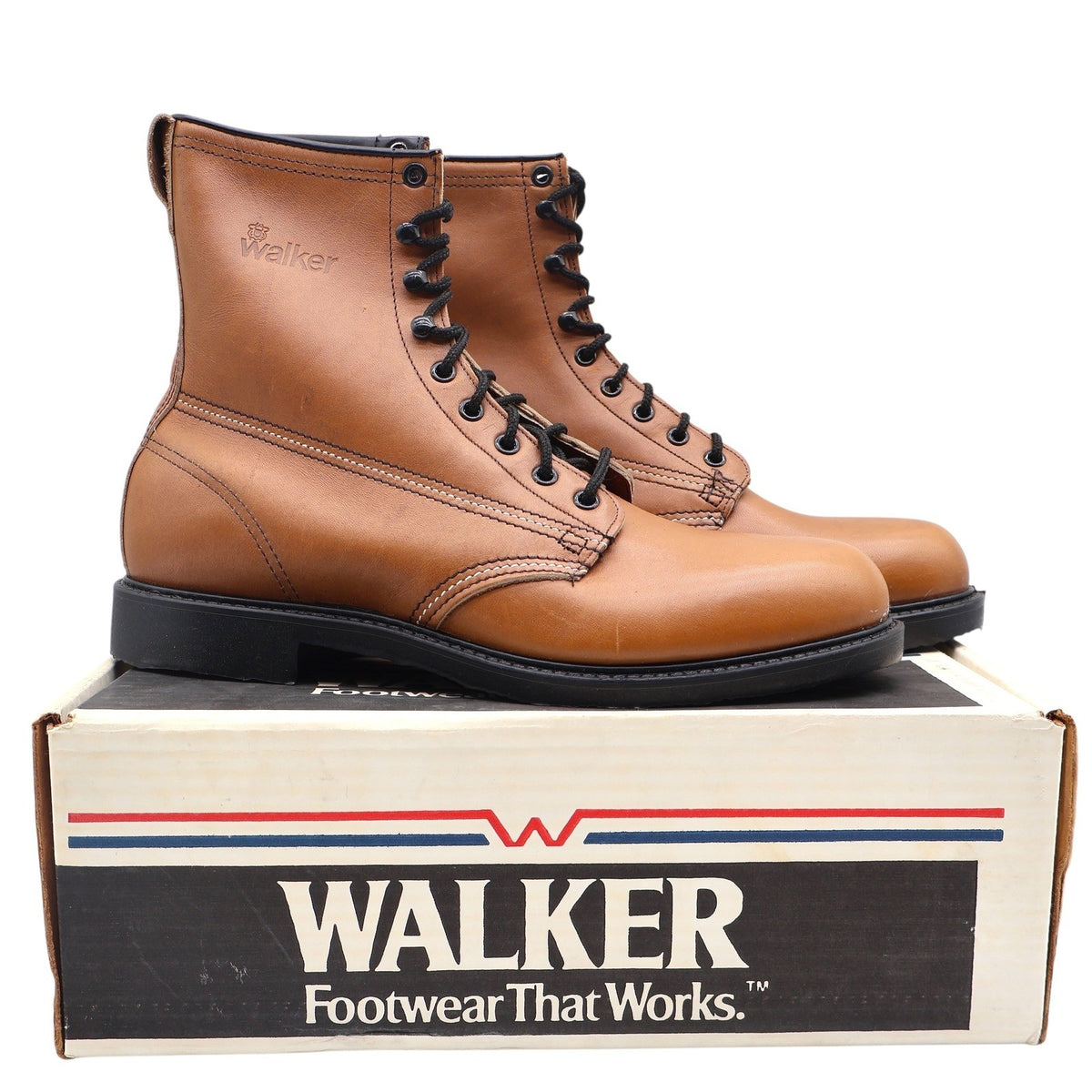 Walker Work Boots Mens 11 Vintage USA Leather Tan Brown Lace Up 8 Inch 709 NEW - take2supply