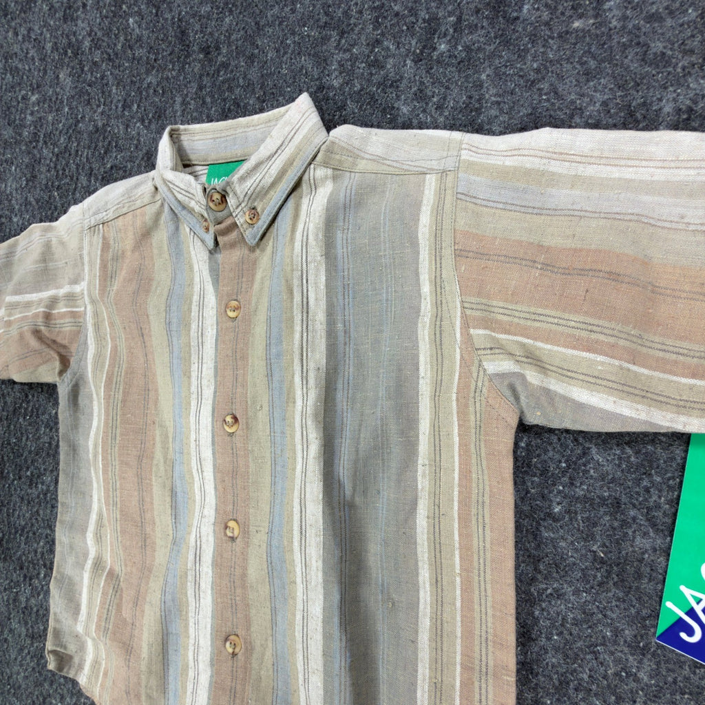 Jacktar Vintage 90s Stripe Shirt Boys 4 Tan Linen Cotton NWT - take2supply
